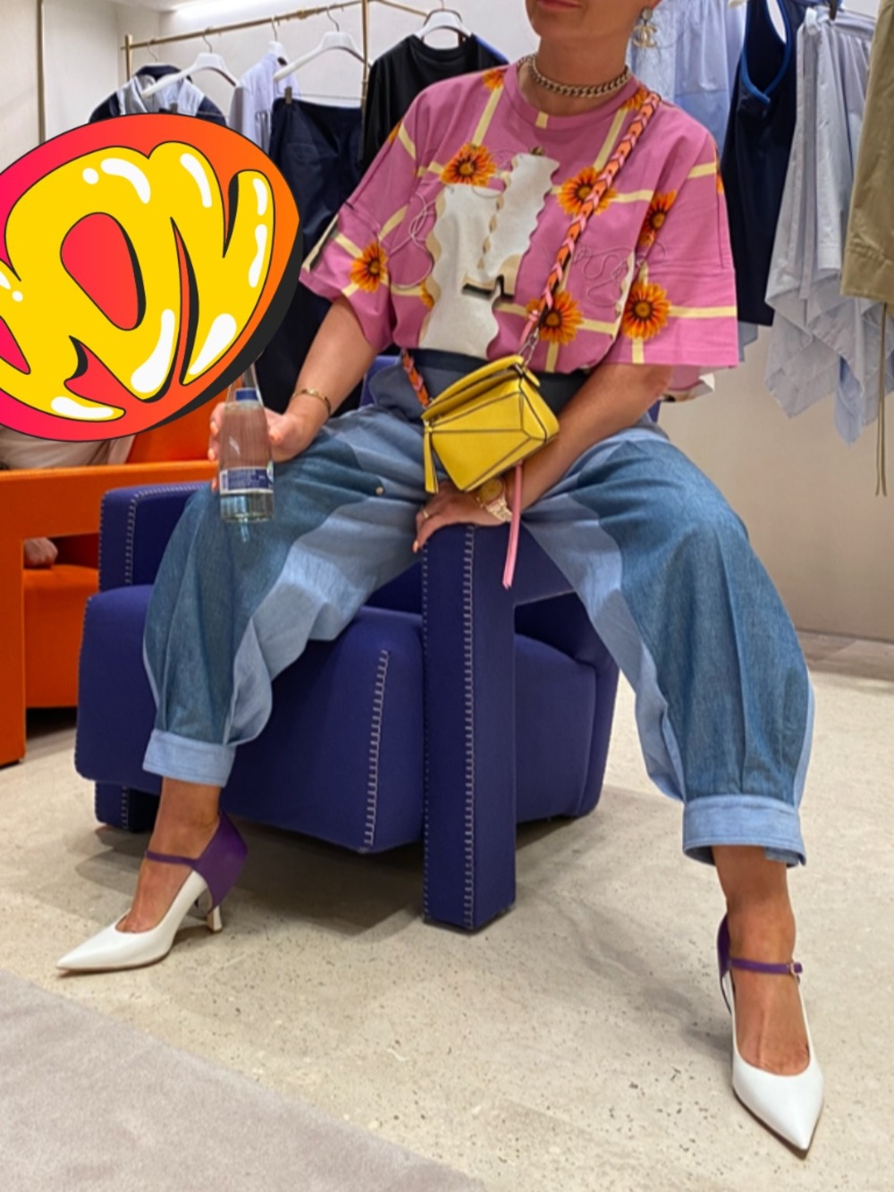 LOEWE Balloon Summer Jeans Blue Cotton Size S Trendy Wide Leg bubble pants NEW